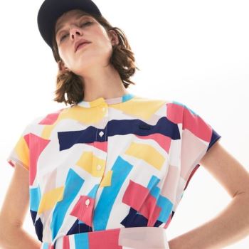 Lacoste Abstract-Print Shirtdress Branco | MJ5z81qw