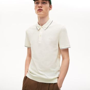 Lacoste Algodão-Silk Piqué Polo Shirt Branco Pretas | AQml1QNW