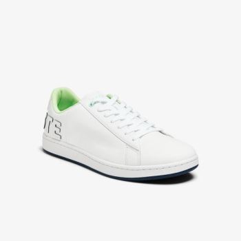 Lacoste Carnaby Evo Couro and Citrus Accent Sneakers Branco Azul Marinho | 576p2hGn