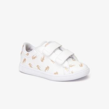 Lacoste Carnaby Evo Sintético Sneakers with Multi-Croc Prints Branco Douradas | 8KsJW2x8