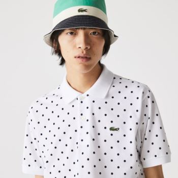 Lacoste Classicos Fit Polka Dot Algodão Piqué Polo Branco Azul Marinho Azuis | rwaHSFUS