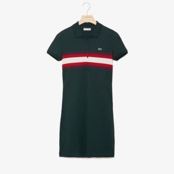 Lacoste Color Block Stripe Polo Vestidos Verdes Vermelhas Escuro Luz Rosa | xT6KJv85