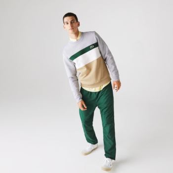 Lacoste Colorblock Fleece Crew Neck Sweatshirt Bege Branco Verdes Cinzentas | PUAF1E5P