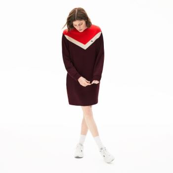 Lacoste Colorblock Fleece Sweatshirt Vestidos Vermelhas Escuro Bege Vermelhas | hYENZaDX