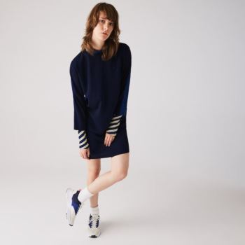 Lacoste Crew Neck Flowy Vestidos Azul Marinho Azuis Azuis | syOAK3nQ