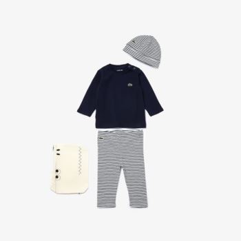 Lacoste Croc Pouch Ribbed Algodão Pajama Set Pretas Branco | Mvlpx51b