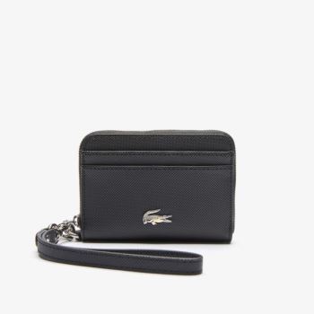 Lacoste Daily Classicos Small Coated Piqué Lona Zip Wallet Pretas | p1mXms8x