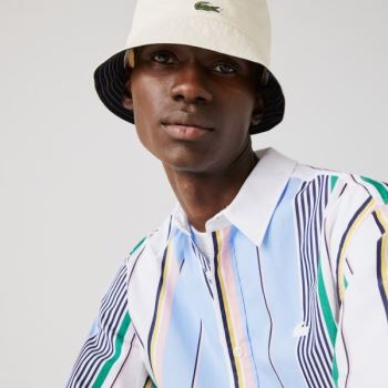 Lacoste LIVE Relaxed Fit Mismatched-Stripe Algodão Shirt Azuis Branco | ltsCXlEe