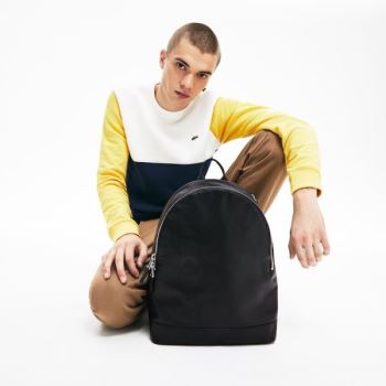 Lacoste L.12.12 Signature Couro Zip Backpack Pretas | QwN3kdsz