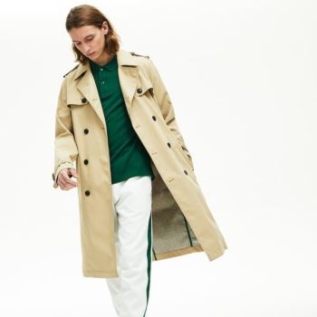 Lacoste Long Belted Algodão Trench Coat Bege | XVxnMrev