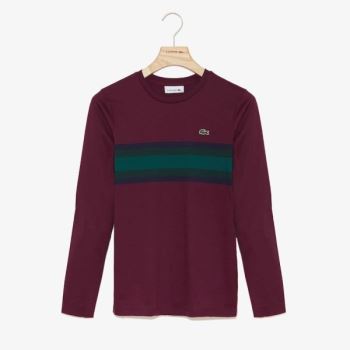 Lacoste Long Sleeve Multicolor Stripe T-Shirt Vermelhas Escuro Azul Marinho Azuis Verdes | LKd8wP09