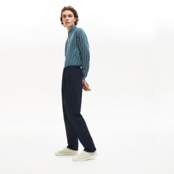 Lacoste Pleat-Front Twill Calça Chino Azul Marinho Azuis | gScWXk9Y