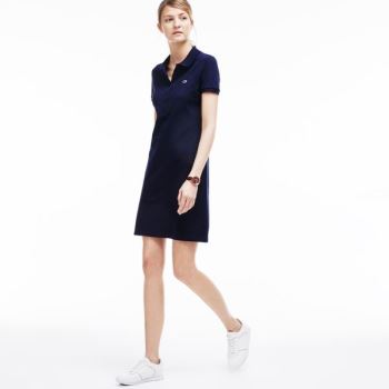 Lacoste Polo dress in stretch mini piqué Azul Marinho Azuis | k4jH0UKr