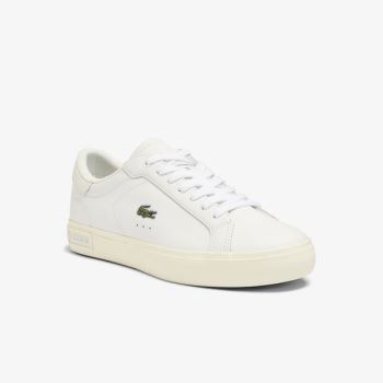 Lacoste Powercourt Couro Popped Heal Sneakers Branco Cinzentas | WjIKYJcy