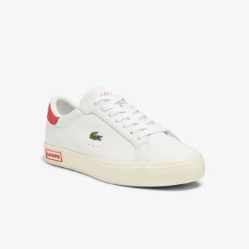 Lacoste Powercourt Couro Sneakers Branco Rosa | kQKPjYgo