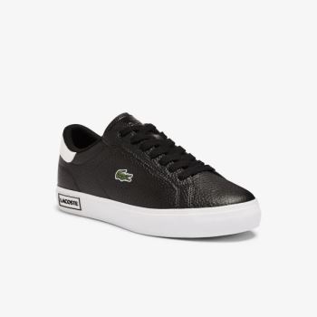 Lacoste Powercourt Couro and Sintético Sneakers Pretas Branco | tJ0kDz3E