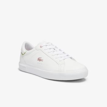 Lacoste Powercourt Sintético Metallic Accent Sneakers Branco Rosa | K8a0UNsc