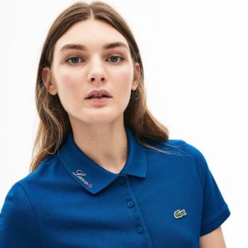 Lacoste Rainbow Script Collar Polo Azuis | xvPWTRdq