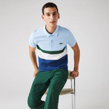 Lacoste Regular Fit Colorblock Algodão Piqué Polo Azuis Branco Verdes Azuis | 4yTrUIUn