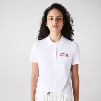 Lacoste Regular Fit Colored Crocodile Flowy Piqué Polo Branco | gRWOmuZs