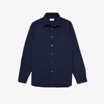 Lacoste Regular Fit Premium Algodão Poplin Shirt Azul Marinho Azuis | QOqwmn6k