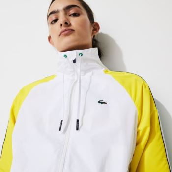 Lacoste SPORT Agua-Resistant Zip Tenis Jacket Branco Verdes Amarelas Azul Marinho Azuis | NNQvbB1J