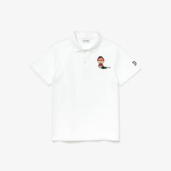 Lacoste SPORT Collab Youssef Sy Embroidered Piqué Polo Branco Azul Marinho Azuis | 8z2nCMRU