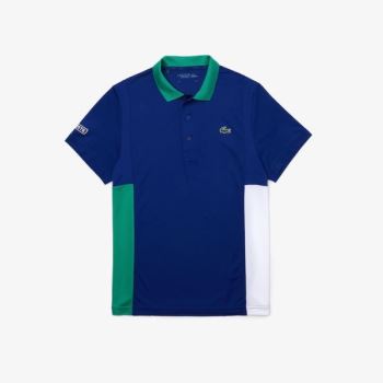 Lacoste SPORT Colorblock Mesh Respirável Piqué Tenis Polo Shirt Azuis Verdes Branco | YdJnS2B3