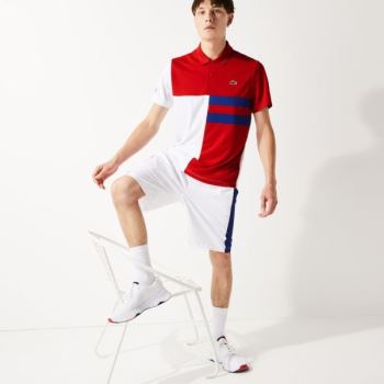 Lacoste SPORT Colorblock Respirável Piqué Tenis Polo Shirt Vermelhas Branco Azuis Pretas | KqzzT17O