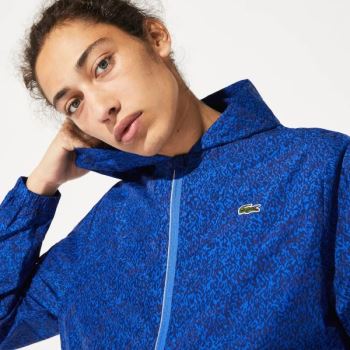 Lacoste SPORT Encapuzado Print Zip Jacket Azul Marinho Azuis Azuis | O1EhnXfi