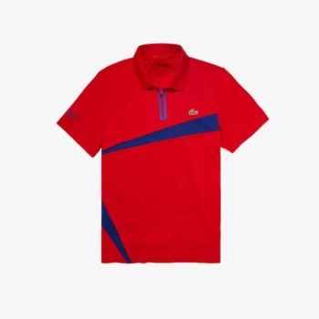 Lacoste SPORT Paneled Respirável Piqué Tenis Polo Shirt Vermelhas Azuis | PTLddmgM