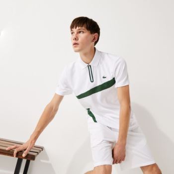 Lacoste SPORT Paneled Respirável Piqué Tenis Polo Shirt Azul Marinho Azuis Branco | R0FLtkpj