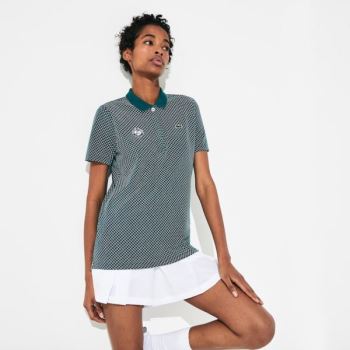 Lacoste SPORT Roland Garros Printed Algodão Polo Shirt Verdes Branco Vermelhas | DYzb93uj