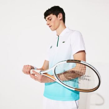 Lacoste SPORT Roland Garros Zip-Front Performance Polo Shirt Branco Turquesa Verdes | r2336upg