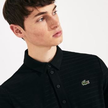 Lacoste SPORT Textured Respirável Golfe Polo Shirt Pretas | R6RmMGlA