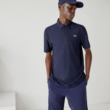 Lacoste SPORT Textured Respirável Golfe Polo Shirt Azul Marinho Azuis | fPEtVhl6