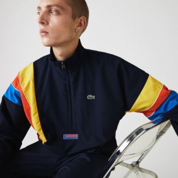 Lacoste SPORT Zip Neck Leves Agua-Resistant Jacket Azul Marinho Azuis Azuis Vermelhas Amarelas | 9PuadXwR