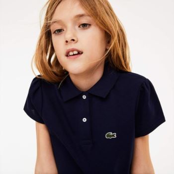 Lacoste Scalloped Collar Mini Piqué Polo Shirt Azul Marinho Azuis | l6yU9XnC