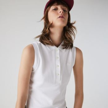 Lacoste Sem Manga Algodão Piqué Polo Branco | fM7SlDsf