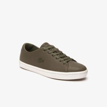 Lacoste Showcourt 2.0 Couro Sneakers Caqui Escuro Branco | aHGdkGh3