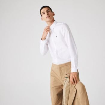 Lacoste Slim Fit Stretch Algodão Poplin Shirt Branco | ZfR4mVfG