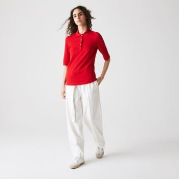 Lacoste Slim Fit Supple Algodão Polo Vermelhas | 0klYUH7C