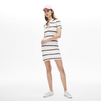 Lacoste Stretch Algodão Polo Vestidos Branco | 4azQ4Ax1