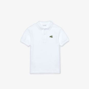 Lacoste Stylized Logo Algodão Petit Piqué Polo Branco | okb1HvAg