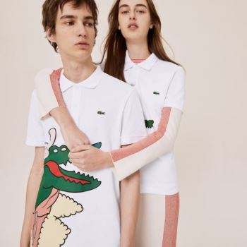 Lacoste x Jean-Michel Tixier Print Classicos Fit Polo Shirt Branco Amarelas | EpRgFT3y