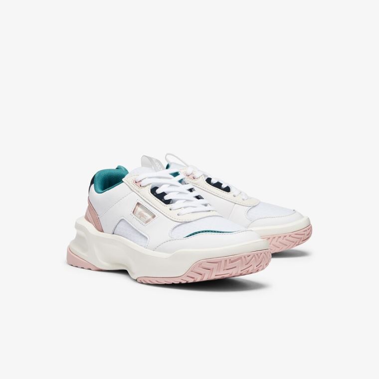 Lacoste Ace Lift Couro Sneakers Branco Rosa | dRCuVCbj