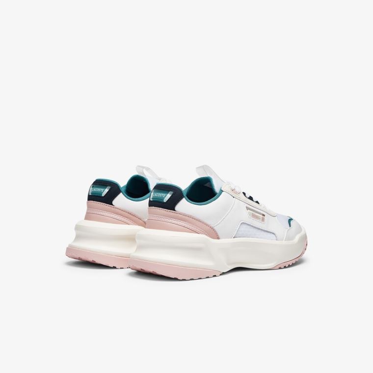 Lacoste Ace Lift Couro Sneakers Branco Rosa | dRCuVCbj