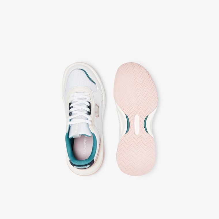 Lacoste Ace Lift Couro Sneakers Branco Rosa | dRCuVCbj