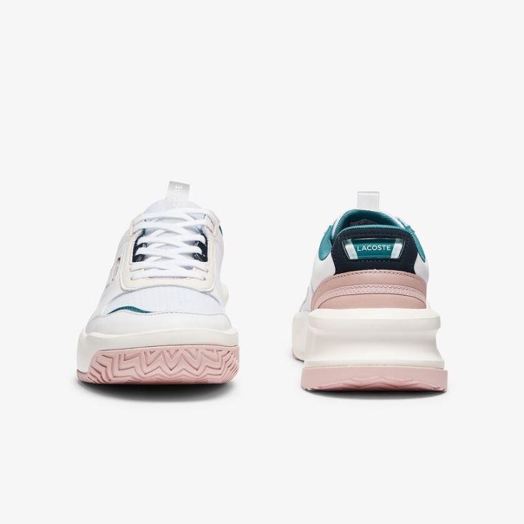 Lacoste Ace Lift Couro Sneakers Branco Rosa | dRCuVCbj