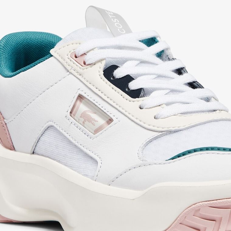 Lacoste Ace Lift Couro Sneakers Branco Rosa | dRCuVCbj